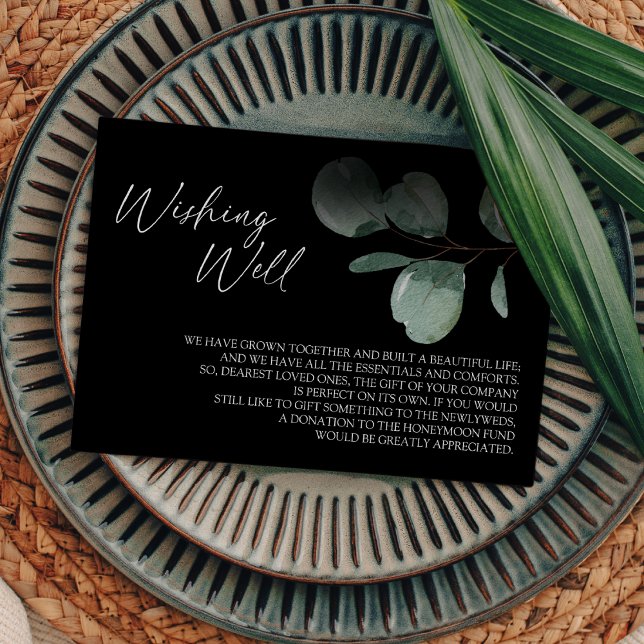 Modern Greenery Black Wedding Wishing Well Enclosure Card (Creator Uploaded)