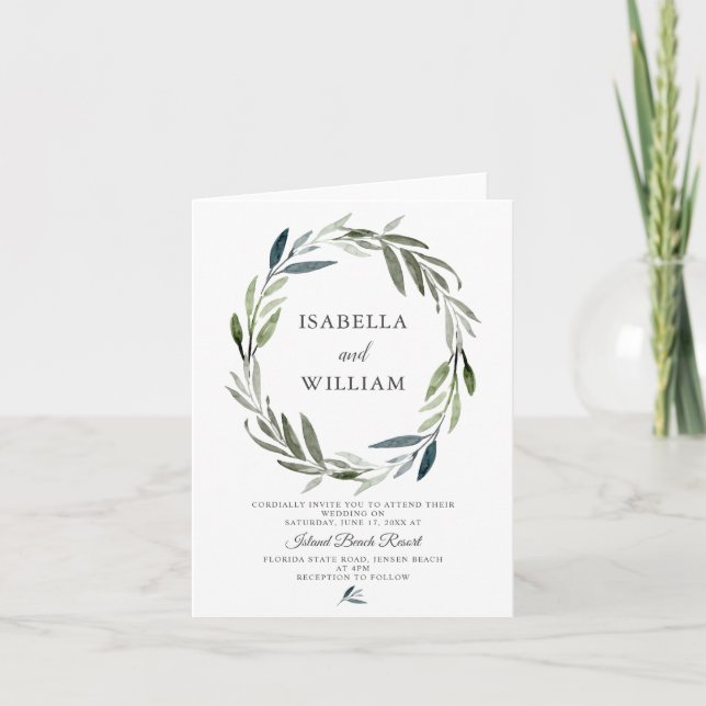 Modern Greenery Boho Wedding Invitation (Front)