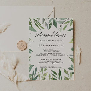 Modern Greenery Botanical Foliage Rehearsal Dinner Invitation