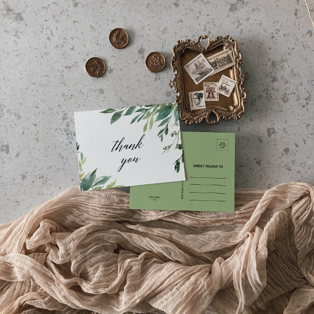Modern Greenery Botanical Foliage Thank You Postcard (Creator Uploaded)