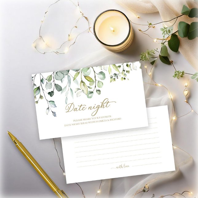 Modern Greenery Bridal Shower Date Night Card (Creator Uploaded)