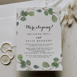 Modern Greenery Calligraphy Elopement Reception Invitation