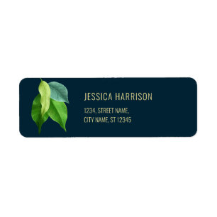 Modern Greenery Deep Blue Elegant Green Leaves