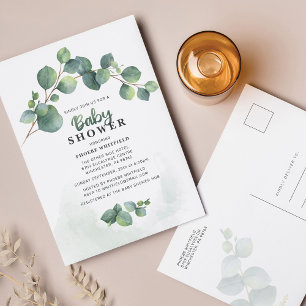 Modern Greenery Eucalyptus Baby Shower Invitation Postcard