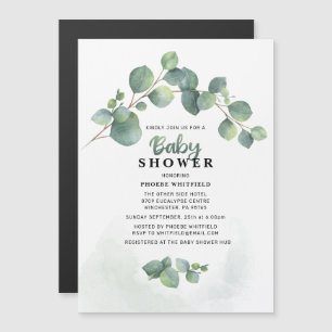 Modern Greenery Eucalyptus Baby Shower Magnetic Invitation