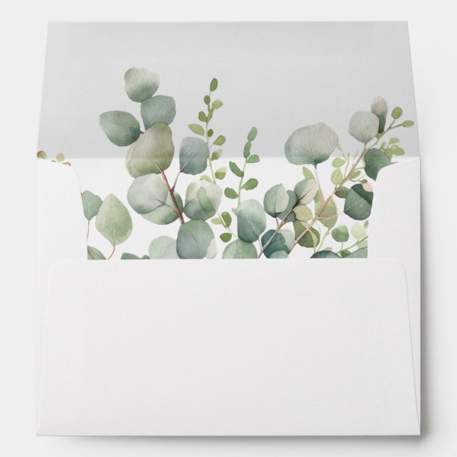 Modern Greenery Eucalyptus Botanical Wedding Envelope (Back (Bottom))