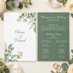 Modern Greenery Eucalyptus Wedding Program Programme