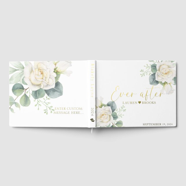 Modern Greenery Floral Bridal wedding guest book  (Full)