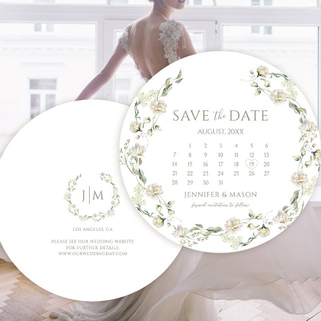 Modern Greenery Floral Save The Date Calendar Invitation (Creator Uploaded)