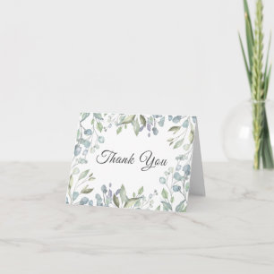 Modern Greenery Floral Wedding Thank You Card