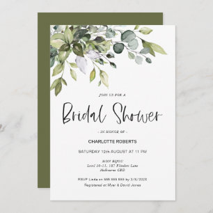 Modern Greenery Foliage Bridal Shower Invitation