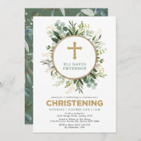 Modern Greenery Gold Garden Wreath Christening