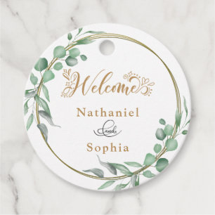 Modern Greenery Gold Geometric Rustic Wedding Favour Tags