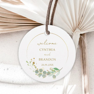 Modern Greenery Gold Geometric Rustic Wedding Favour Tags