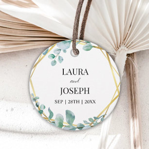 Modern Greenery Gold Geometric Rustic Wedding Favour Tags