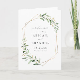 Modern Greenery Gold Geometric Rustic Wedding Programme