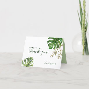 Modern Greenery Leaf Gender Neutral Baby Shower Thank You Card
