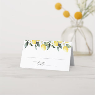Modern Greenery Lemon Floral Wedding Place Card