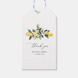Modern Greenery Lemon Floral Wedding Thank You Gift Tags