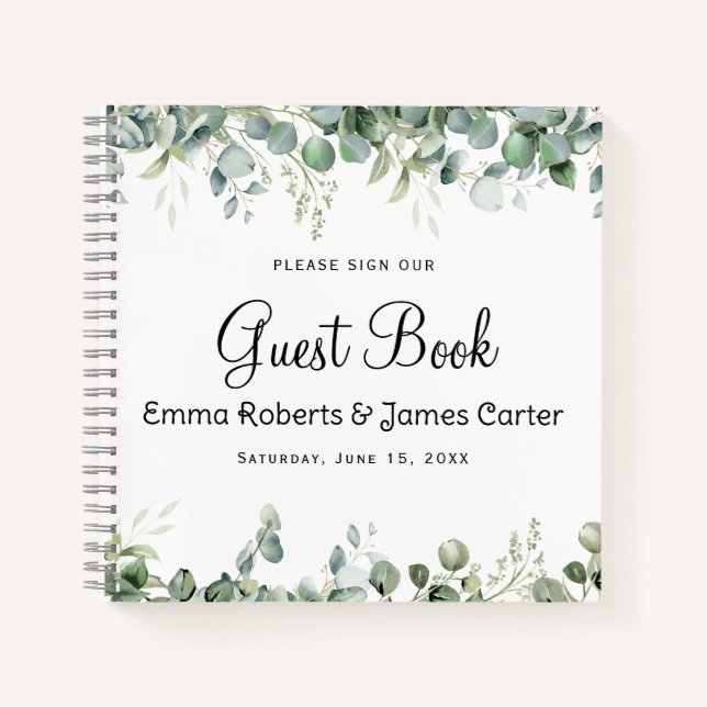 Modern Greenery Minimalist Guest Book (Front)