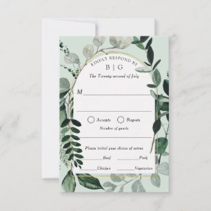 Modern Greenery outdoor garden wedding RSVP  Card