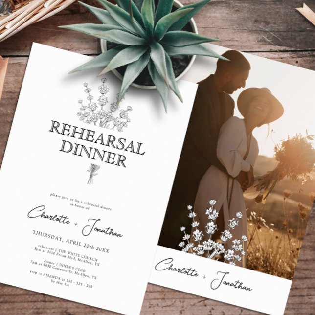 Modern Greenery & Photo Rehearsal Dinner Invitation (Creator Uploaded)