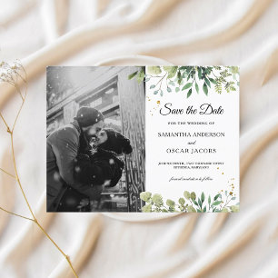 Modern Greenery Photo Watercolor Announcement Postcard