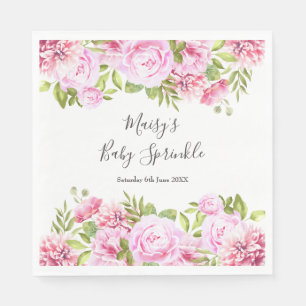 Modern Greenery Rose Garden Baby Girl Sprinkle Napkin