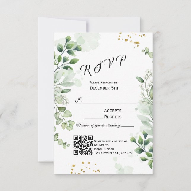 Modern Greenery RSVP Card Invitation (Front)