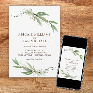 Modern Greenery Sage Green Boho Eucalyptus Wedding Invitation