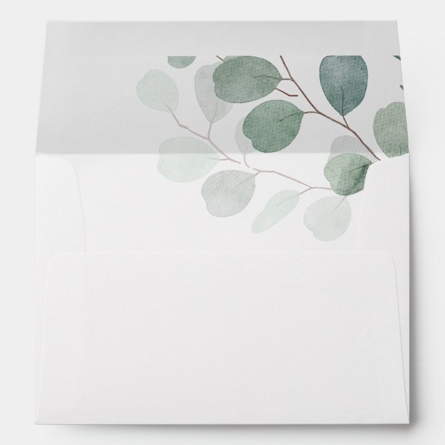 Modern Greenery Spring Wedding Invitation Envelope (Back (Bottom))