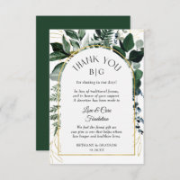 Modern Greenery wedding Favour donation card