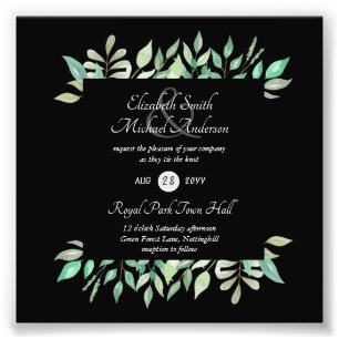 Modern Greenery Wedding Invitation Budget Photo Print
