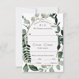 Modern Greenery Wedding RSVP with meal choice