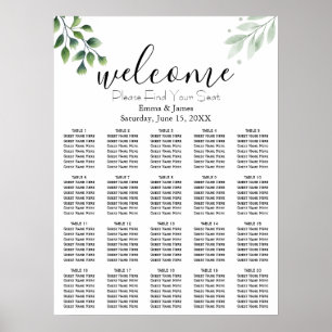 Modern Greenery Wedding Seating Chart