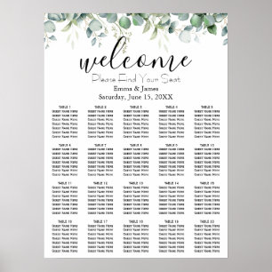 Modern Greenery Wedding Seating Chart
