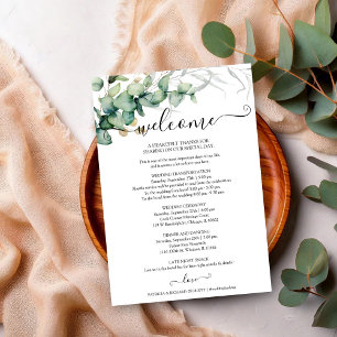 Modern Greenery Wedding Weekend Itinerary Card