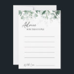 Modern Greenery White Wedding Advice Card<br><div class="desc">This modern greenery white wedding advice card design features easy mix and match coordinating styles in black and white with delicate greenery elements adding graceful flourish around simple sophisticated typography and lovely minimal calligraphy script. The watercolor eucalyptus and other botanical leaves arch beautifully throughout, with dark emerald fading in an...</div>