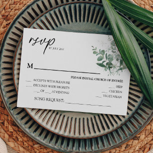 Modern Greenery White Wedding Song Request RSVP