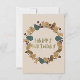 Modern Greenery Wreath Thanksgiving Fall Birthday Card