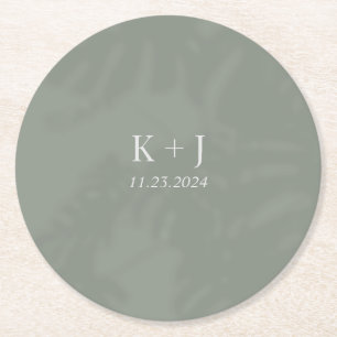 Modern Greenhouse Monstera Green Wedding Round Paper Coaster