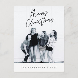 Modern Greeting, Merry Christmas Family Photo Pos Postcard