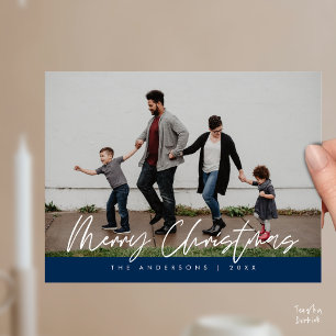 Modern Greeting,  Merry Christmas Family Photo Pos Postcard