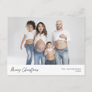 Modern Greeting, Merry Christmas Family Photo Pos Postcard