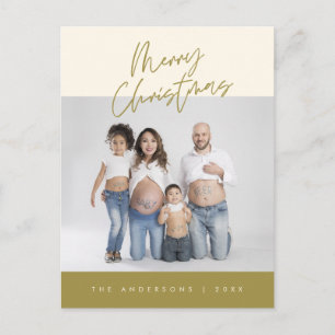 Modern Greeting,  Merry Christmas Family Photo Postcard