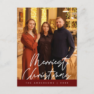 Modern Greeting,  Merry Christmas Family Photo Postcard