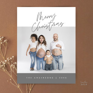Modern Greeting,  Merry Christmas Family Photo Postcard