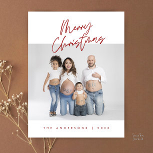 Modern Greeting,  Merry Christmas Family Photo Postcard