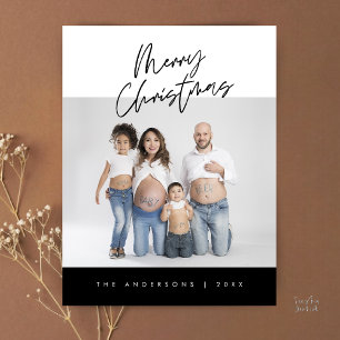 Modern Greeting,  Merry Christmas Family Photo Postcard