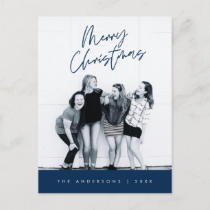 Modern Greeting,  Merry Christmas Family Photo Postcard